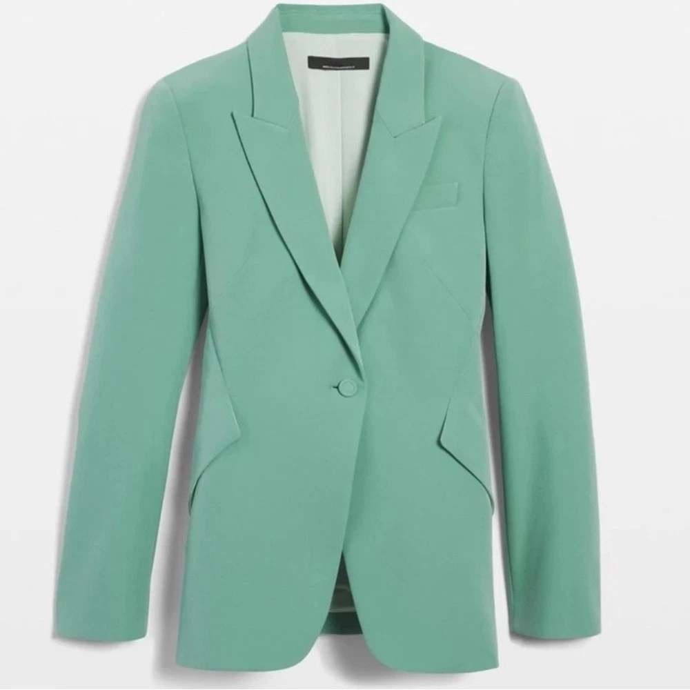White House Black Market Seafoam Green Lace Up Corset Back Blazer Size 4